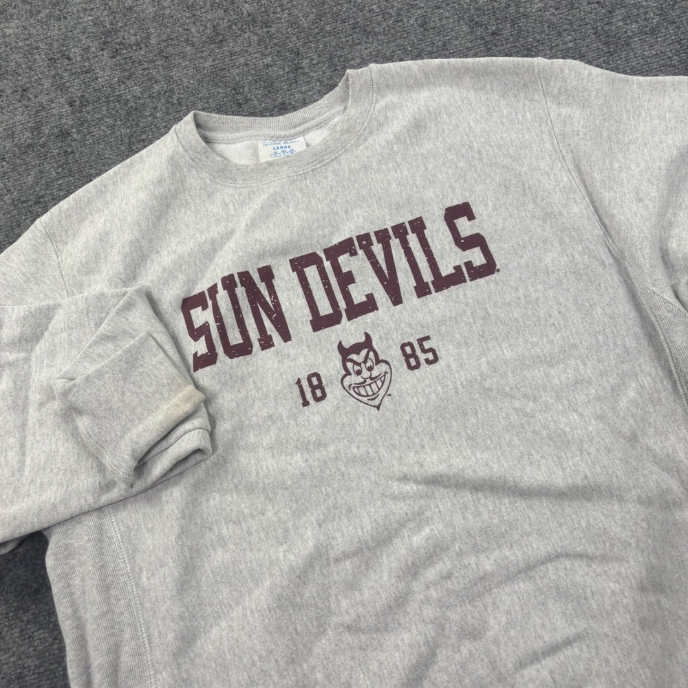 VNTG Champion Sweatshirt Crewneck Large Grey ASU Sun Devils Reverse Weave Men's